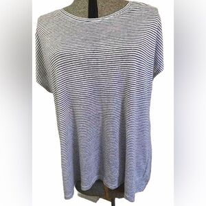 Tahari 100% Linen Striped Semi Sheer Lightweight Tunic Sz 1X Coastal Grandma